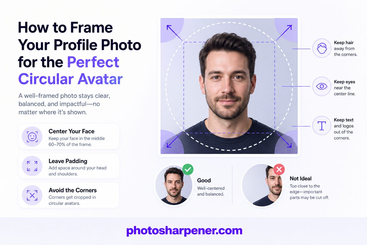 How to frame a profile photo for circular avatar crops on social platforms