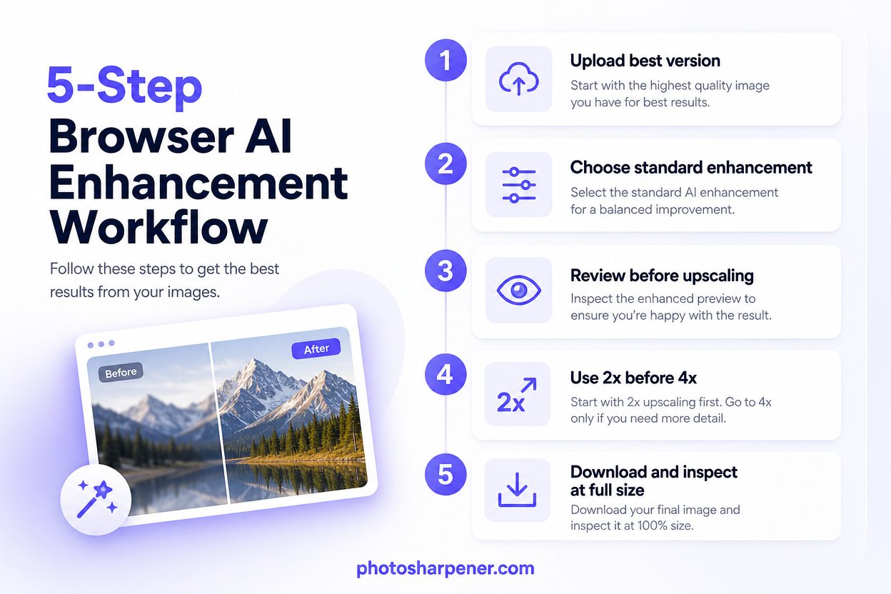 Five-step browser AI enhancement workflow