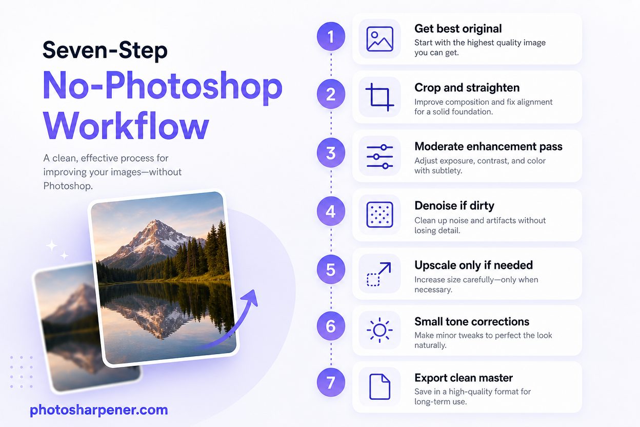 Seven-step no-Photoshop image quality workflow