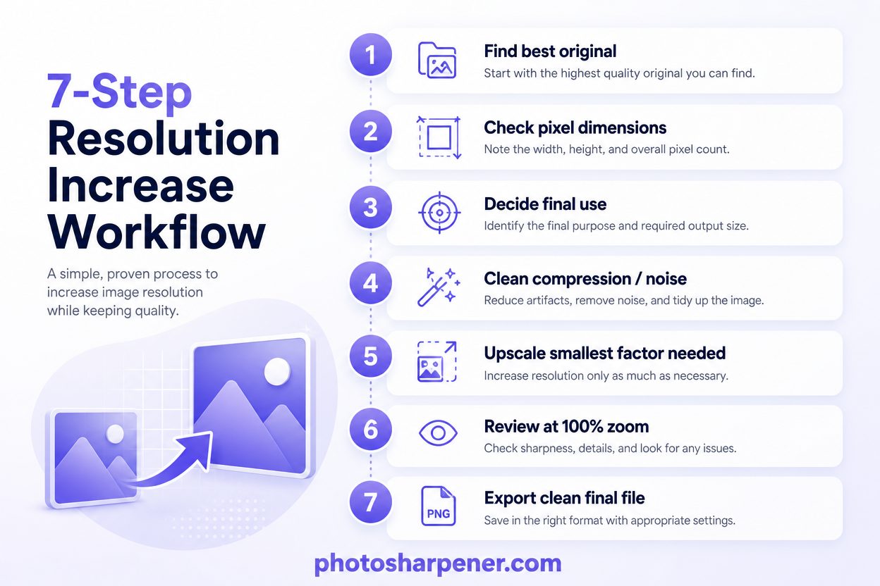Seven-step workflow for increasing a photo's resolution