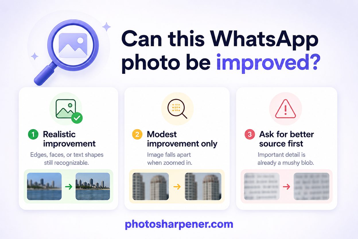 Infographic: when a blurry WhatsApp photo can realistically be improved