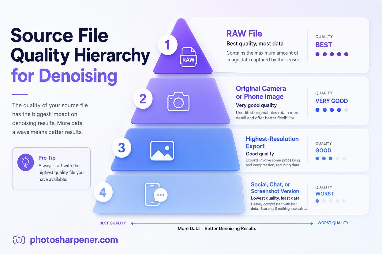 Source file quality hierarchy from RAW to social download copies