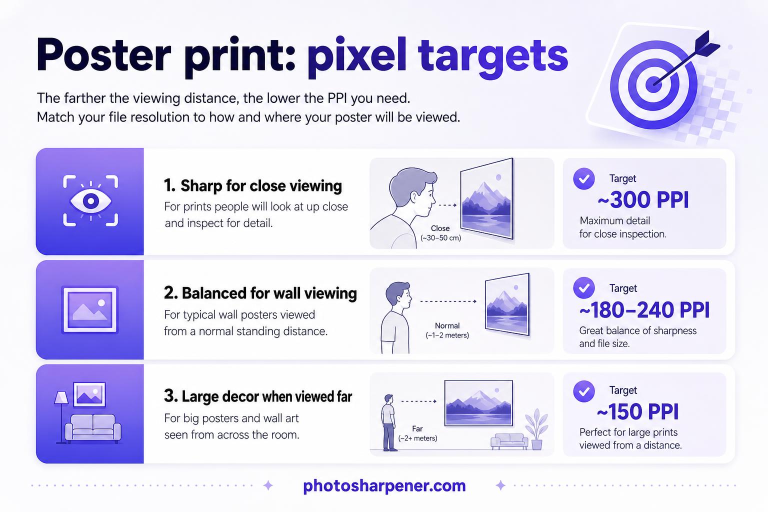 Poster print pixel density targets