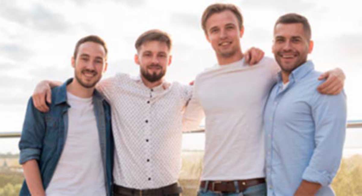 Group portrait after face restoration — before