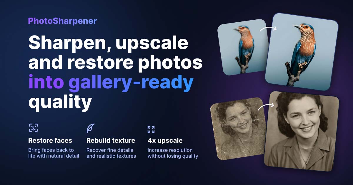 PhotoSharpener homepage screenshot